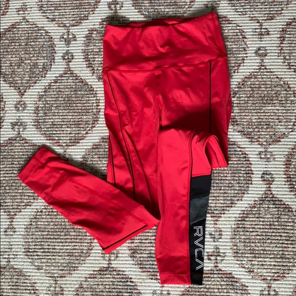 red RVCA workout leggings